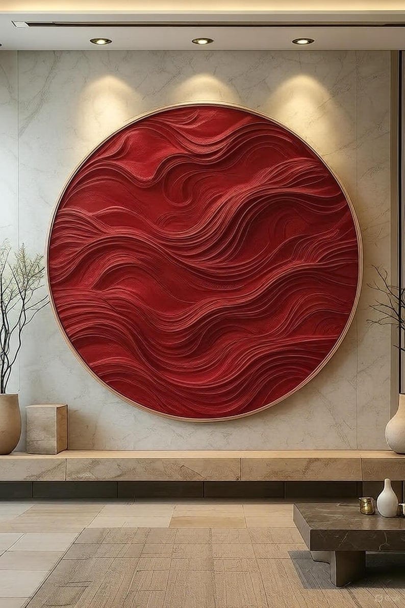 Wood Wall Art Panel Modern Round Carved Wooden Wall Decor 3D
