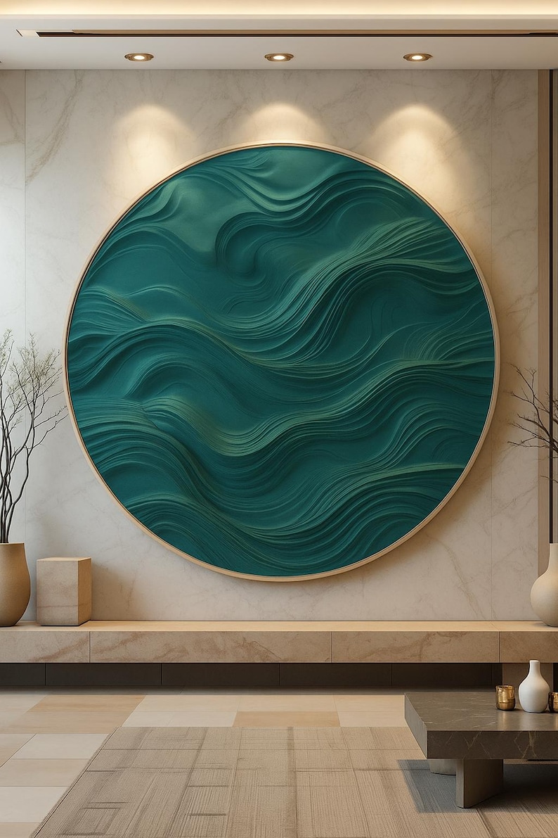 Wood Wall Art Panel Modern Round Carved Wooden Wall Decor 3D