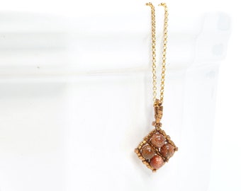 goldstone pendant . goldstone jewelry set . orange pendant . dainty pendant . layering pendant . burnt orange pendant . goldstone necklace