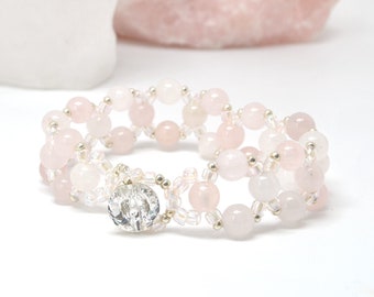 rose quartz bracelet . pink gemstone bracelet . pastel pink bracelet . love . quartz bracelet . quartz jewelry . rose quartz jewelry .
