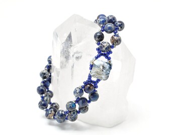 blue jasper bracelet . gemstone bracelet . jasper bracelet . ooak bracelet . blue gemstone bracelet . blue beaded bracelet . nickel free