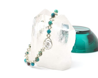 chrysocolla gemstone bracelet . dainty blue green gemstone bracelet . delicate blue green bracelet . chrysocolla beaded bracelet . gift