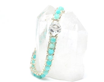 amazonite gemstone tennis bracelet . turquoise gemstone delicate bracelet . nickel free jewelry . amazonite bracelet . turquoise dainty gift