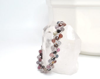 pink mix tourmaline . gemstone bracelet . tourmaline bracelet .