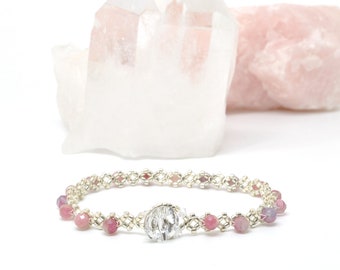 pink tourmaline delicate beaded bracelet