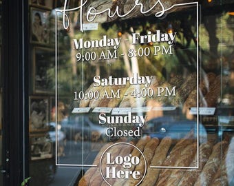 Window Store Hours Sticker Custom Business Hours Window Decal for Stores - Etsy