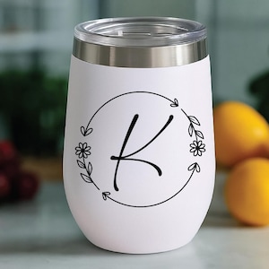 Floral Initial Decal - DIY Sticker for Tumblers, cups, laptops, and cars