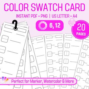 Cartão de amostra de cores, Cartão de amostra Duo mini, Paleta de dois tons, Tabela de cores digital, Paleta de cores para impressão, Tabela para lápis marcador de aquarela