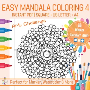 Mandala Coloring Challenge: Unique Art Set of 4 (PDF)
