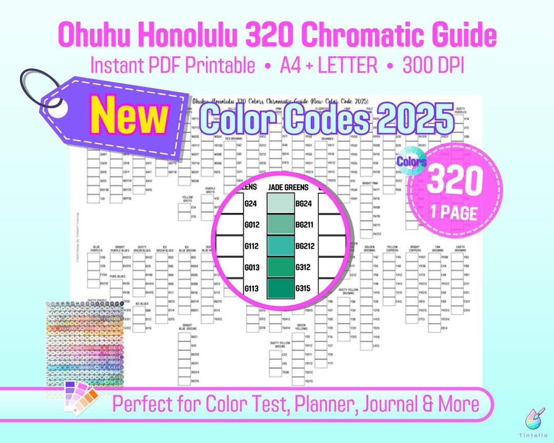 Ohuhu Honolulu 320 Swatch Conversion Codes 1 Page, Ohuhu 344 New Color ...