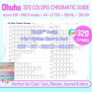 Ohuhu 320 Honolulu Chromatic Swatch Chart 2 Page Printable Honolulu 344 Alcohol Marker Template Test Sheet PDF PNG Digital Instant Download