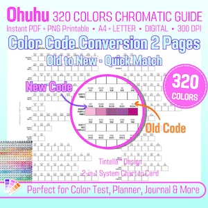 Ohuhu 320 Chromatic Swatch Charts New Code Printable Honolulu Marker, 320 Honolulu Series, Acrylic Marker Test Sheets, Instant Download PDF