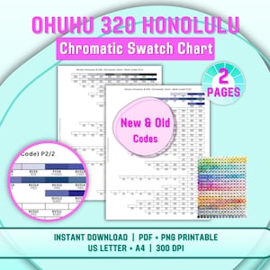 Ohuhu 320 Honolulu Chromatic Swatch Charts New Code Printable Honolulu Marker, 2 Pages, Acrylic Marker Test Sheets, Instant Download PDF A4
