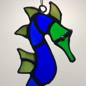 Stained Glass Seahorse Suncatcher Ornament