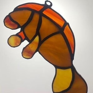 Stained Glass Manatee Suncatcher Ornament