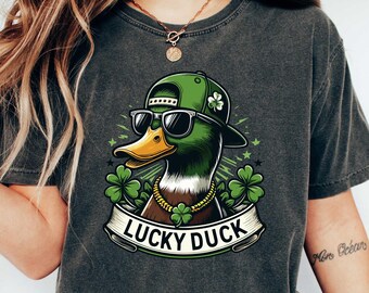 Lucky Duck St. Patrick Day Shirt, Mallard and Shamrocks TShirt, Shamrock and Duck Printed Paddys Day Shirt, Irish Day Sweatshirt