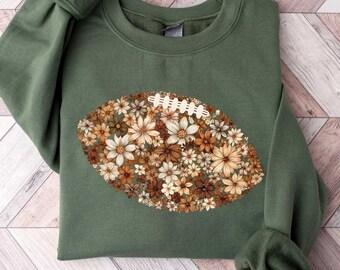 Floral Football Sweatshirt,Game Day Football Tee,Gift For Football Lover,Football Mom Shirt, Woman Football Tshirt,Fall Autumn Season Tshirt