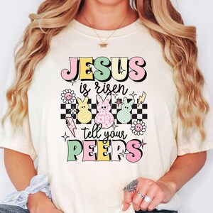 Jesus is Risen Tell Your Peeps Shirt, Easter Jesus Kid Shirt, Cute Bunny Peep Shirt, Easter Toddler Shirt, Christian Kids Gift,Toddler Shirt