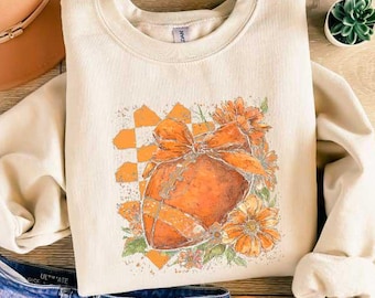 Fall Floral Football Sweatshirt, Fall Football Shirt,Football Tee, Football Season Shirt,Thanksgiving Sweatshirt,Fall Autumn Season Tshirt