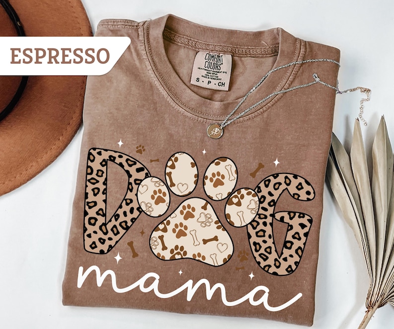 Comfort Colors® Dog Mama Shirt, Dog Paw Shirt, Dog Mom Shirt, Leopard Dog Mama Shirt, Dog Lover Gift, Gift for Dog Mom, Animal Lover Shirt bild 2