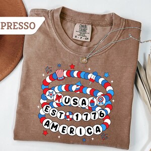 Comfort Colors®America Friendship Bracelet Shirt, 1776 T-Shirt, Girly 4th of July Gift, Memorial Day, Preppy USA Shirt, Independence Day Tee