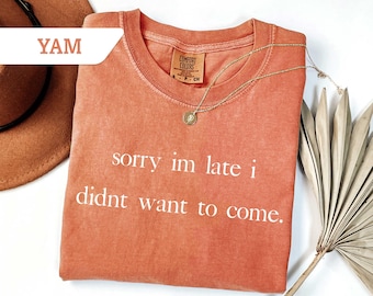 Comfort Colors® Sorry Im Late Tshirt, Sarcasm Shirt For Women, Humor Shirts, Sarcastic Saying Tee Shirt, Sorry Im Late I Didn't Want To