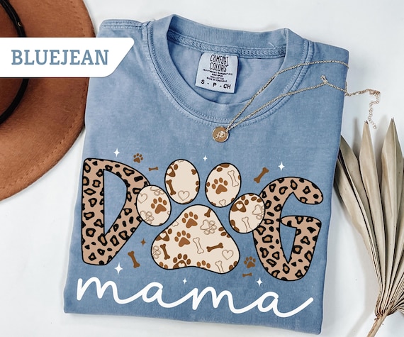 Comfort Colors® Dog Mama Shirt, Dog Paw Shirt, Dog Mom Shirt, Leopard Dog Mama Shirt, Dog Lover Gift, Gift for Dog Mom, Animal Lover Shirt