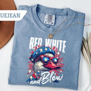 Comfort Colors®Duck 4th July Shirt, Red White Blue T-Shirt, Red White Blew Tee, Duck Call, Boys Independence Day Shirt, Funny 4th Of July