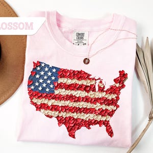 Comfort Colors®Retro America Map Shirt,Retro USA Shirt,Bible Verse USA Map Shirt,Floral America T-Shirt,Independence Tee,4th of July Shirt