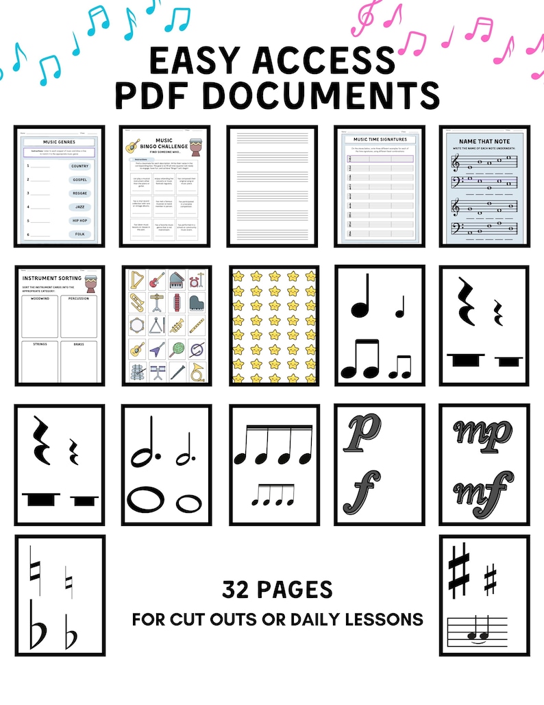 Music Teacher Printable Template - Lesson Plan, Games, Cut Outs and ...