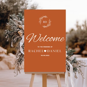 Minimalist Fall Wedding Welcome Sign Terracotta Burnt Orange | Boho Rust Welcome Poster | Autumn Wedding Decor | Editable Template