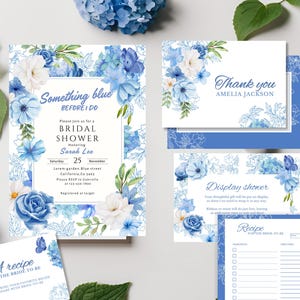 Something blue before i do Bridal shower invites,Something blue bridal shower bundle,blue hydrangea bridal shower,dusty blue bridal shower,