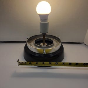 Quality Lamp base fits 13 1/2 inch globe with 6 in fitter. Reproduction lamp base for vintage 50's and 60s gaspump globes. Different colors