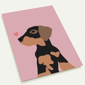 Set di cartoline: Dachshund Love – Carine cartoline | Biglietti d'auguri | Regalo per gli amanti dei cani | Illustrazione minimalista | Confezione da 10 cartoline