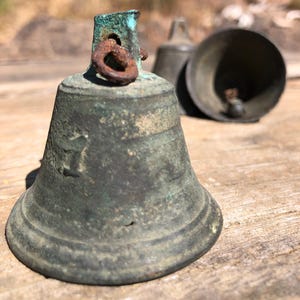 3 Antique brass bells from Southern France.