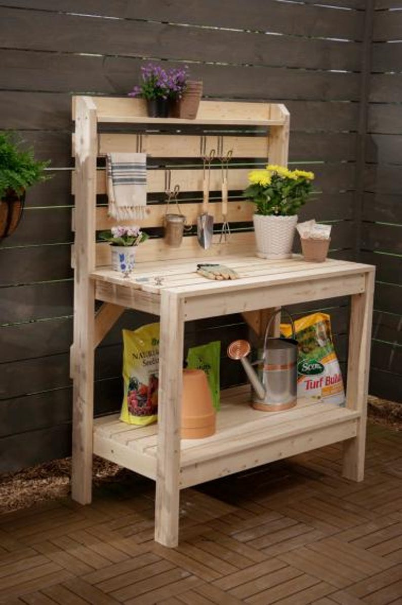 DIY Wooden Potting Bench Plan | Garden Work Table (PDF) - Etsy Australia
