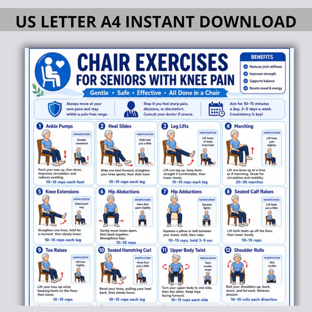 Chair Exercises for Seniors With Knee Pain - 16 Seated Exercises ...