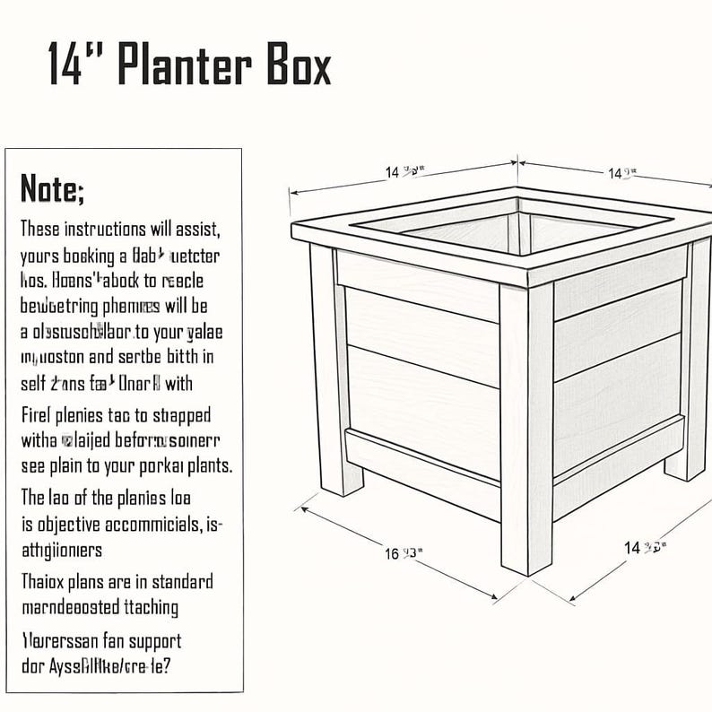 DIY Cedar Planter Box Plans – 14″ Square Wooden Garden Planter PDF ...
