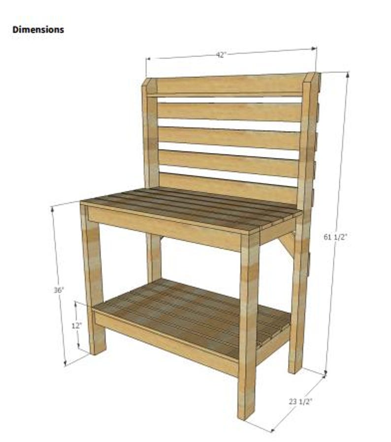 DIY Wooden Potting Bench Plan | Garden Work Table (PDF) - Etsy