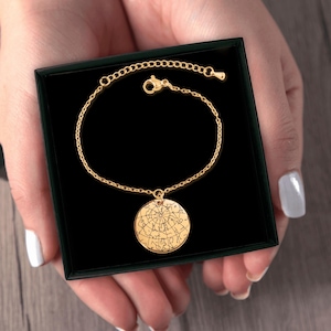 Personalisiertes Armband - Sternenkarte Armband - Gravierte Konstellation des Nachthimmels - Personalisiertes Astronomie Geschenk - Himmlischer Schmuck für Sie - Gold, Silber