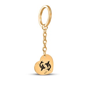Custom Zodiac Keychain - Engraved Astrology Sign Keyring - Personalized Horoscope Gift - Celestial Star Sign Jewelry - Gold, Silver