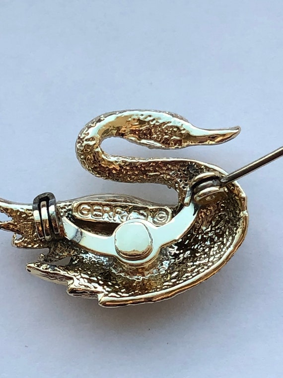 Vintage GERRY’S Two Brooches Small Swan and Owl G… - image 3