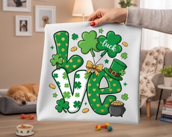St. Patrick's Day Love Clover-ontwerp: klaver, kabouterhoed (digitale download)