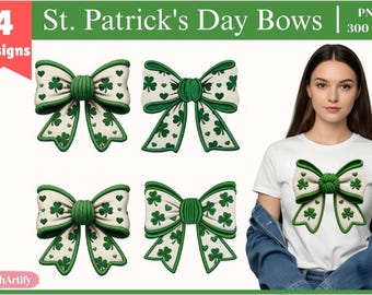 Shamrock Bow PNG Bundle, St. Patrick's Day Clipart (Digital Download)