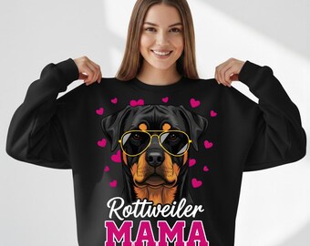 Rottweiler Mama PNG, Dog Mom Shirt Design, Cute Rottie with Glasses, Dog Lover PNG Download, Pet Mom Gift, Valentine Dog Mom Art