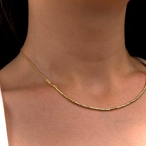 14K Gold Morse Code Necklace Personalized Hidden Message Jewelry Custom Name Gift for Her Dainty Friendship Necklace Minimalist Jewelry