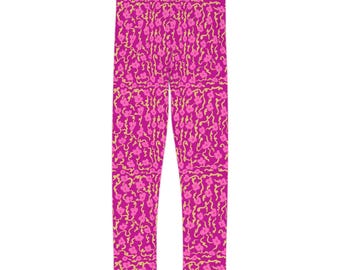 Girls Floral Leggings, Vibrant Kids Activewear
