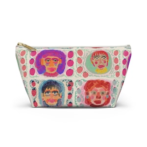 Colorful Faces Accessory Pouch, Fun Makeup Bag, Cosmetic Organizer, Gift for Art Lovers, Cute Clutch for Everyday Use
