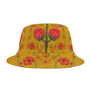 Chapéu de balde floral vibrante, acessório de verão, chapéu de festival, estilo boho, proteção solar ao ar livre