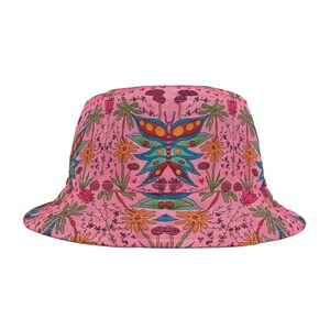 Vibrant Floral Butterfly Bucket Hat, Summer Accessory, Gift for Her, Trendy Beach Hat, Festival Wear, Boho Style